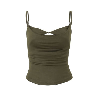 Beaded hollow out cami cut out top