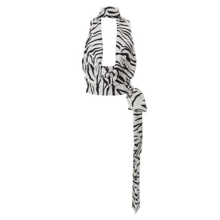 Zebra print halter backless top