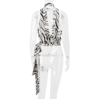 Zebra print halter backless top