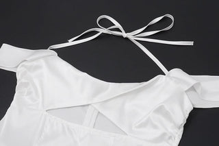 Halter off shoulder hollow out zip-up cut out mini dress