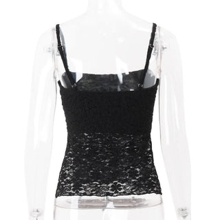 Lace slit square neck cami top