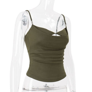 Beaded hollow out cami cut out top