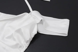 Halter off shoulder hollow out zip-up cut out mini dress