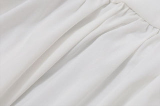 Puff sleeve v neck lace hem ruched mini dress