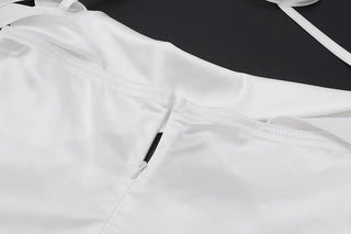 Halter off shoulder hollow out zip-up cut out mini dress