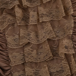 Ruched lace hem backless tube top