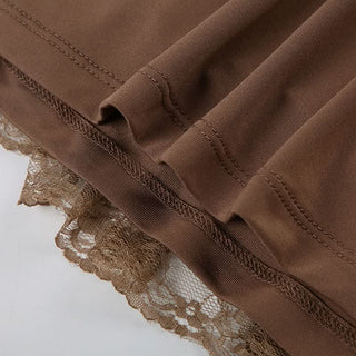 Ruched lace hem backless tube top