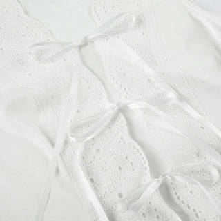 Self tie hollow out v neck ribbed solid cut out top