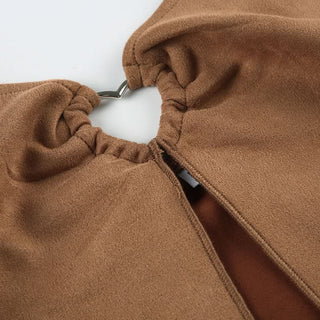 Hollow out slit v neck backless cami cut out top