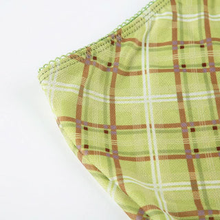 Bowknot plaid mesh contrast midi skirt
