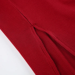 Ribbed slit flower applique cami midi dress