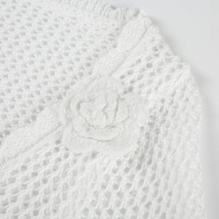 Long sleeve hollow out self tie round neck cut out top