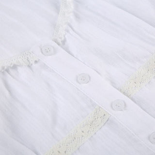 Short sleeve button ruched round neck top