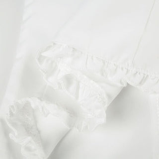 Ruffle button striped puff sleeve ruched top