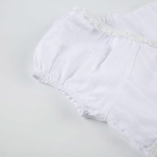 Short sleeve button ruched round neck top