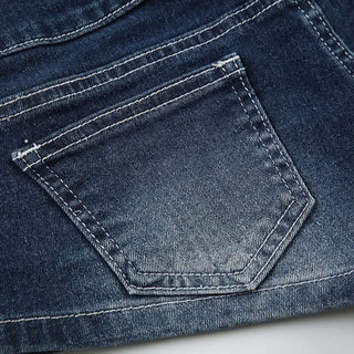 Button zip-up pocket low rise denim shorts
