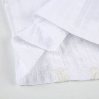 Short sleeve button ruched round neck top