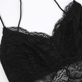 Lace v neck backless spaghetti strap top