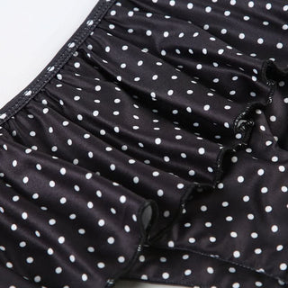 Ruffle self tie halter v neck polka dot pant set