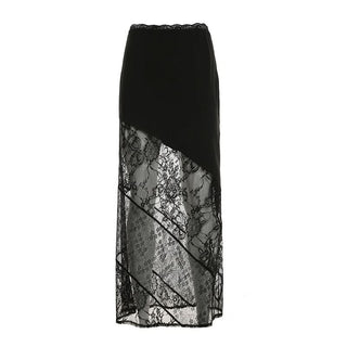 Lace patchwork irregular solid mini skirt