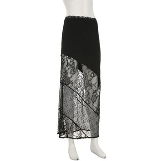Lace patchwork irregular solid mini skirt