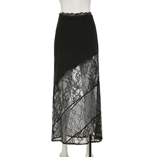 Lace patchwork irregular solid mini skirt