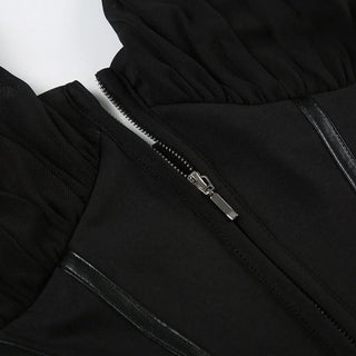 Halter zip-up mesh corset backless top