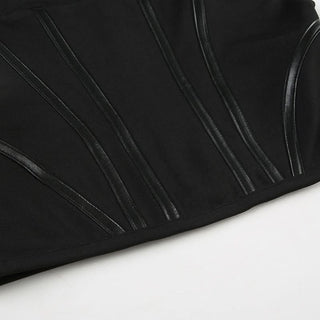 Halter zip-up mesh corset backless top