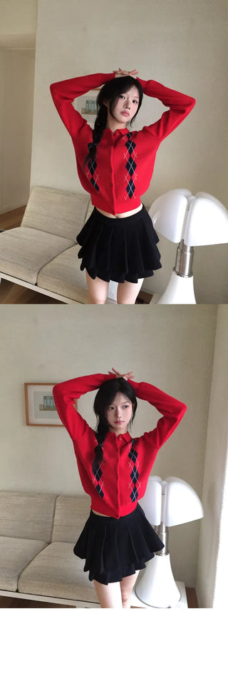 Kara Argyle Daily Cardigan Knitwear - 5 colors