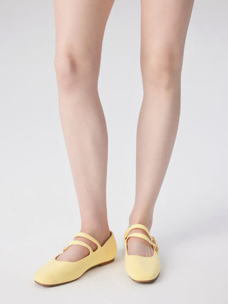 DOUBLE STRAP KNITTED MARY JANE FLATS