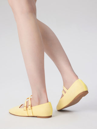 DOUBLE STRAP KNITTED MARY JANE FLATS