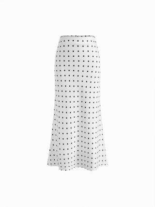 Satin Mid Rise Ruffle Bias Maxi Skirt