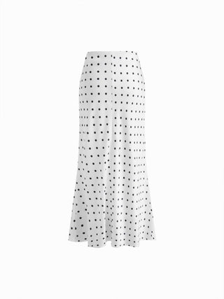 Satin Mid Rise Ruffle Bias Maxi Skirt