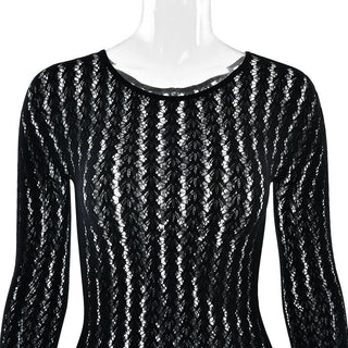Long sleeve round neck gloves hollow out jumpsuit