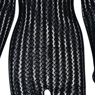 Long sleeve round neck gloves hollow out jumpsuit
