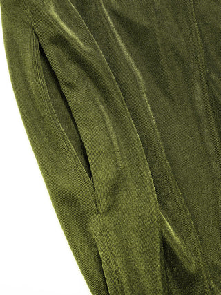 Cowl Neck Metal Chain Backlesss Ruched Wide Leg Jumpsuit