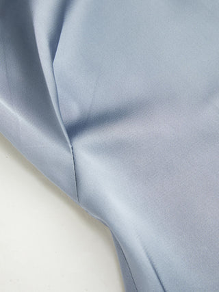 Satin Collar Long Sleeve Curved Hem Cinched Waist Shirt