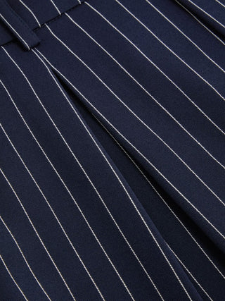 Mid Rise Stripe Pleated Wide Leg Trousers
