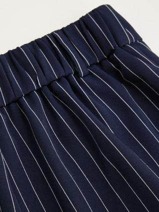 Mid Rise Stripe Pleated Wide Leg Trousers