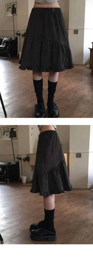 DELIGHT.Fanning Frill Midi Banding Skirt - 2 Colors (Ships Today)