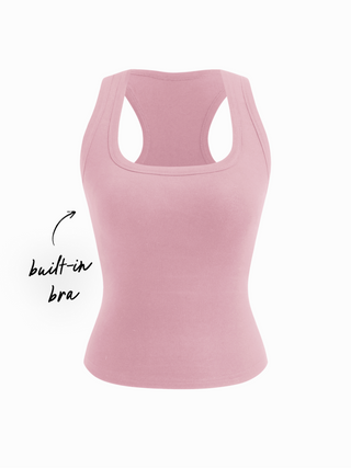 Built-in Bra Square Neck Tank Top
