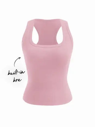 Built-in Bra Square Neck Tank Top