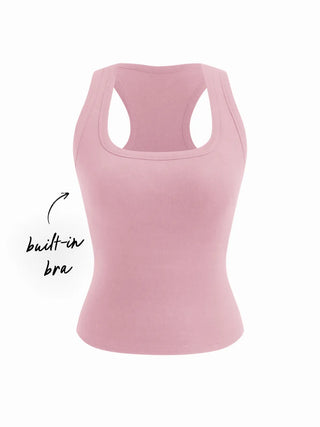 Built-in Bra Square Neck Tank Top