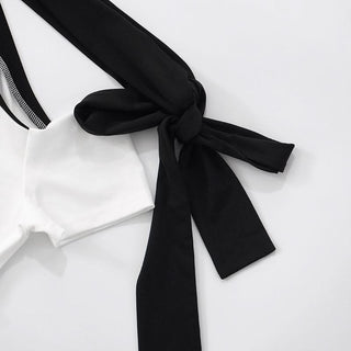 Short sleeve irregular one shoulder self tie top