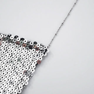 Glitter metal chain cross back cowl neck cami top