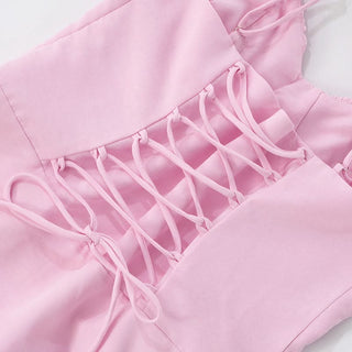 Self tie v neck ruched zip-up cami mini dress