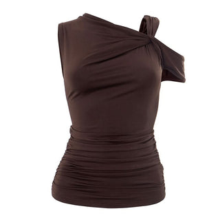Irregular ruched hollow out solid cut out top