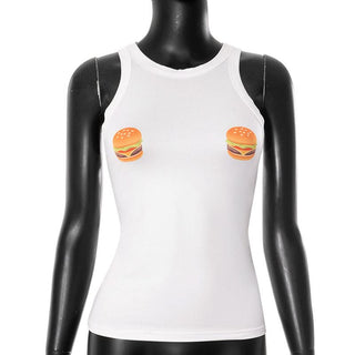 Crewneck hamburger pattern contrast top