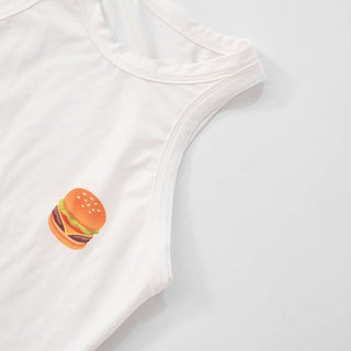 Crewneck hamburger pattern contrast top