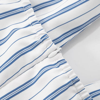 Striped bowknot zip-up halter maxi dress